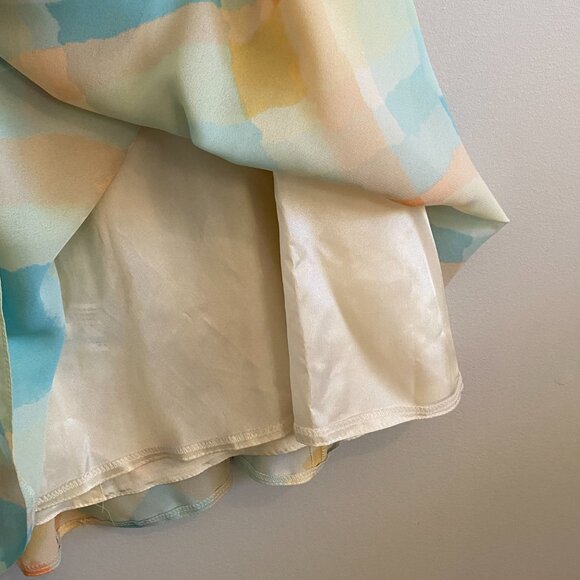 Vintage Skirt 1980s Pastel Print Maxi with Wide Pleats and A-line Shape - Picture 6 of 12